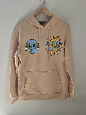 Chemistry Beige 'Sunny Days' Graphic Crewneck Hoodie Peace Earth Unisex Medium